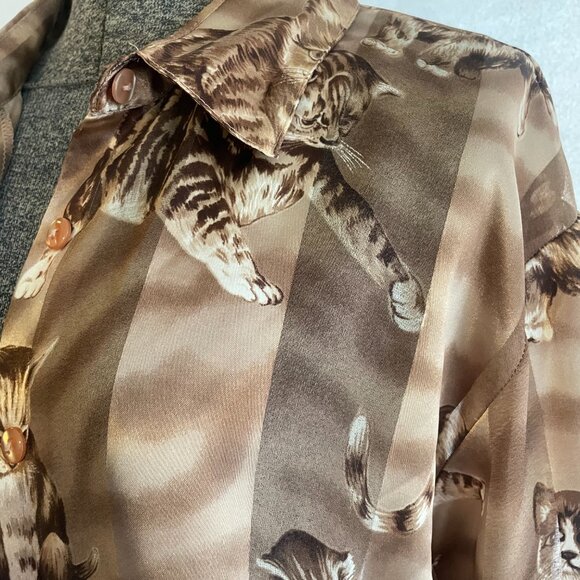 Vintage Bon Worth sheer panel kitten shirt/shacket - Picture 6 of 11